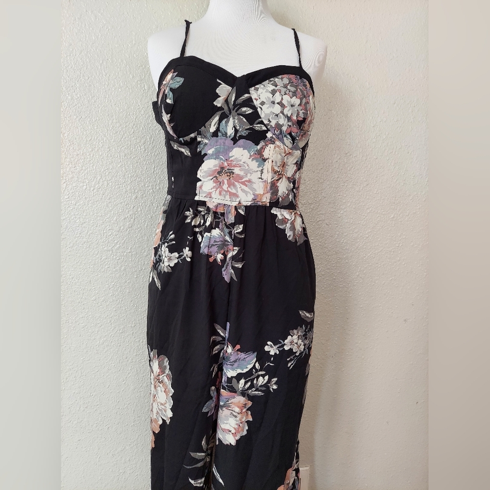 Band of Gypsies Sweetheart Floral Wide Legged Jumpsuit